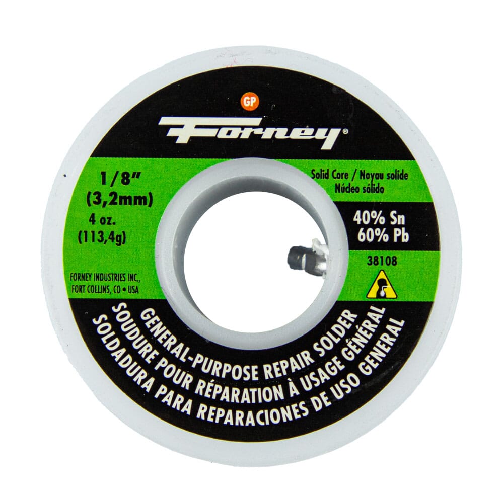 Solder, General Purpose Repair, Solid Core, 1/8 in, 4 Ounce